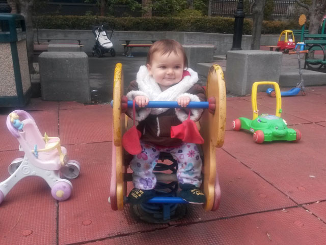 Eloise loves playgrounds with toys!!!