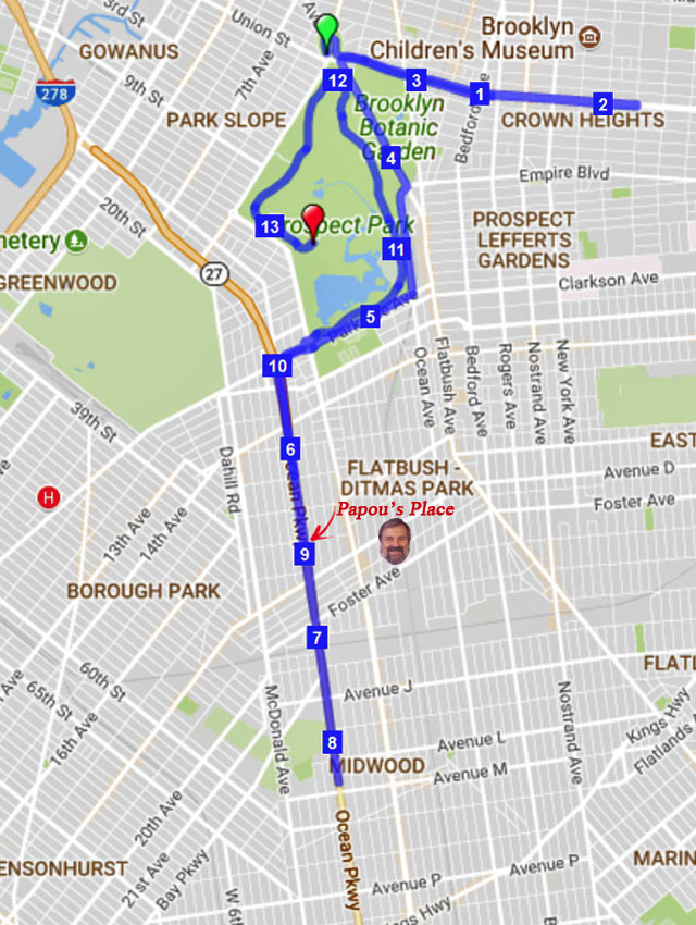 Map for the October 2017 Rock 'n' Roll Brooklyn Half-Marathon