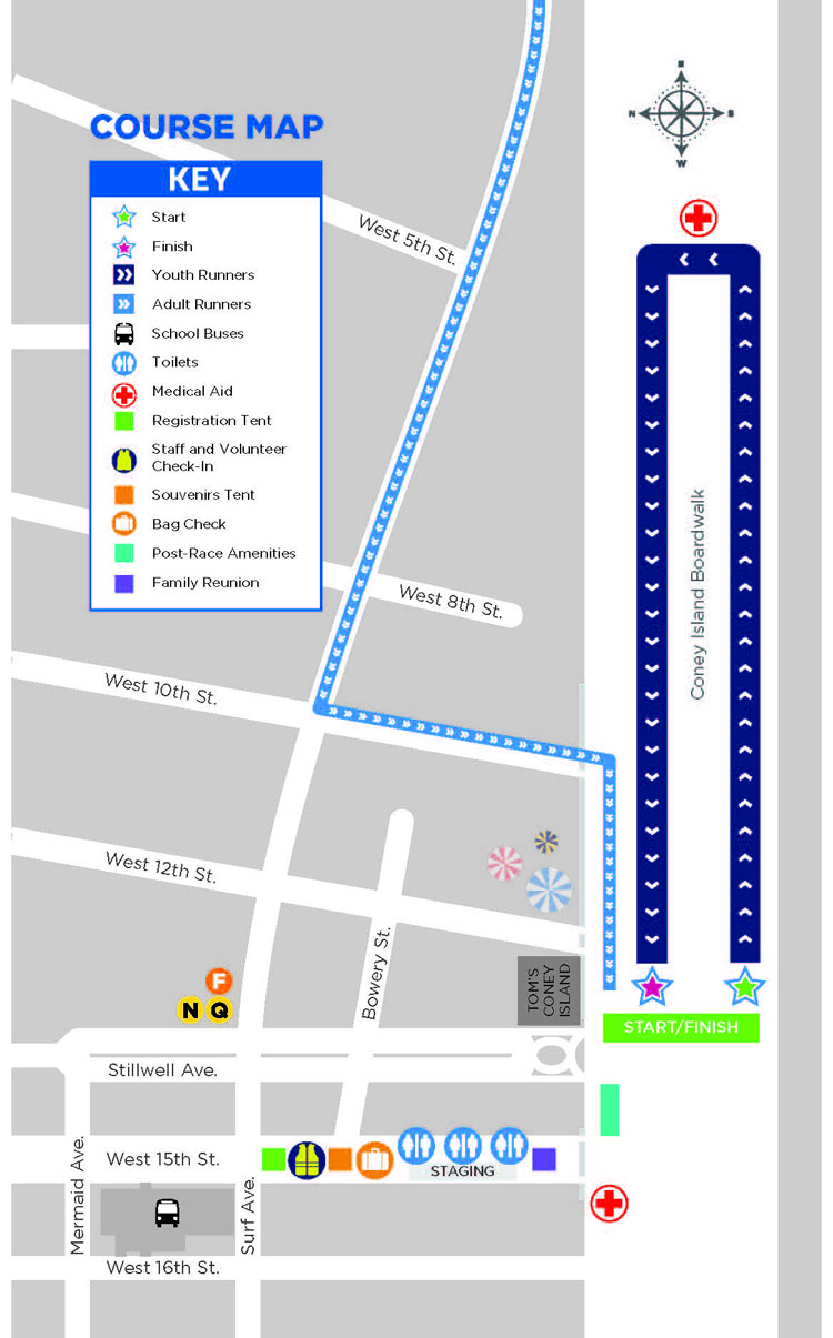 Map for the Brooklyn Youth Boardwalk Race