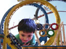Photo Album: Emmett LOVES to watch looping roller coaster trains!